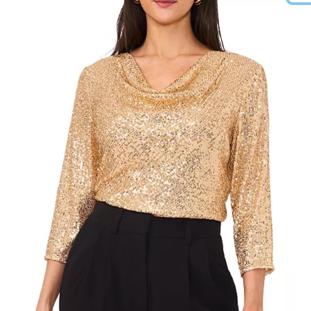 Vince Camuto
Women's Sequined Cowlneck 3/4-Sleeve Top